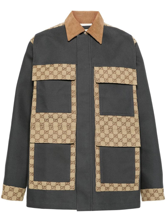 Grey Gg Supreme Cotton Canvas Jacket
