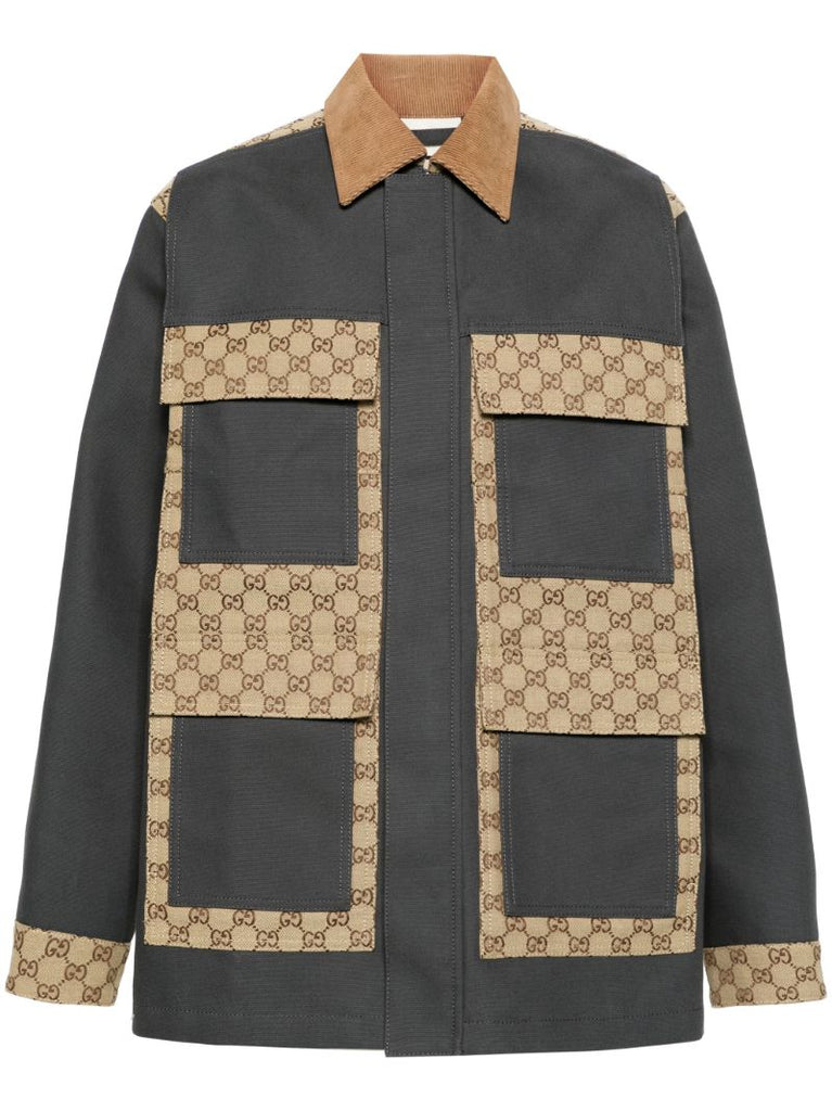 Grey Gg Supreme Cotton Canvas Jacket