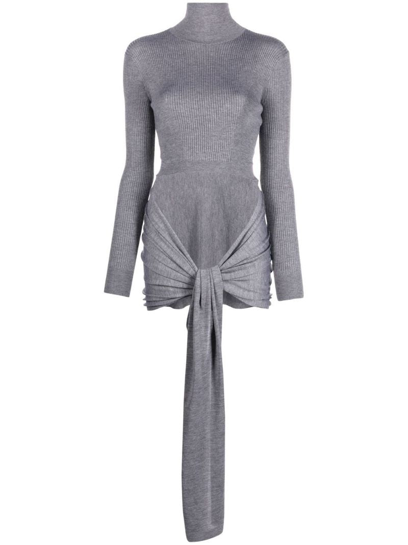 Grey Tie-front Sweater