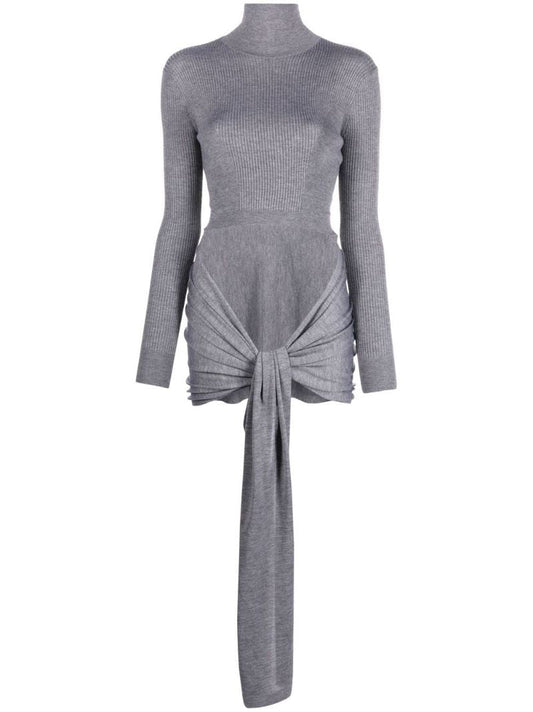 Grey Tie-front Sweater