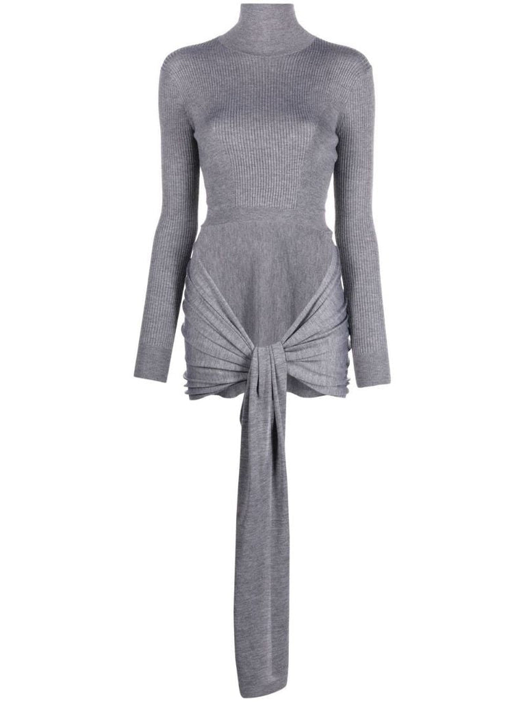 Grey Tie-front Sweater