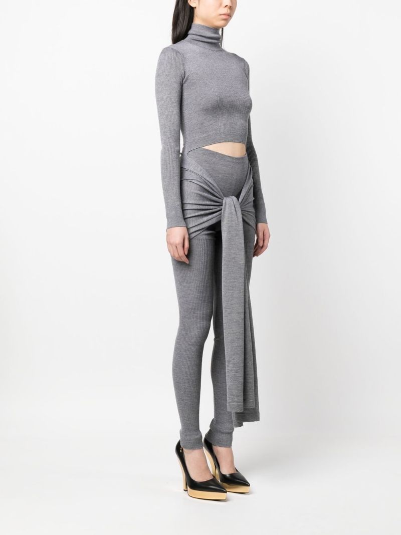 Grey Tie-front Sweater
