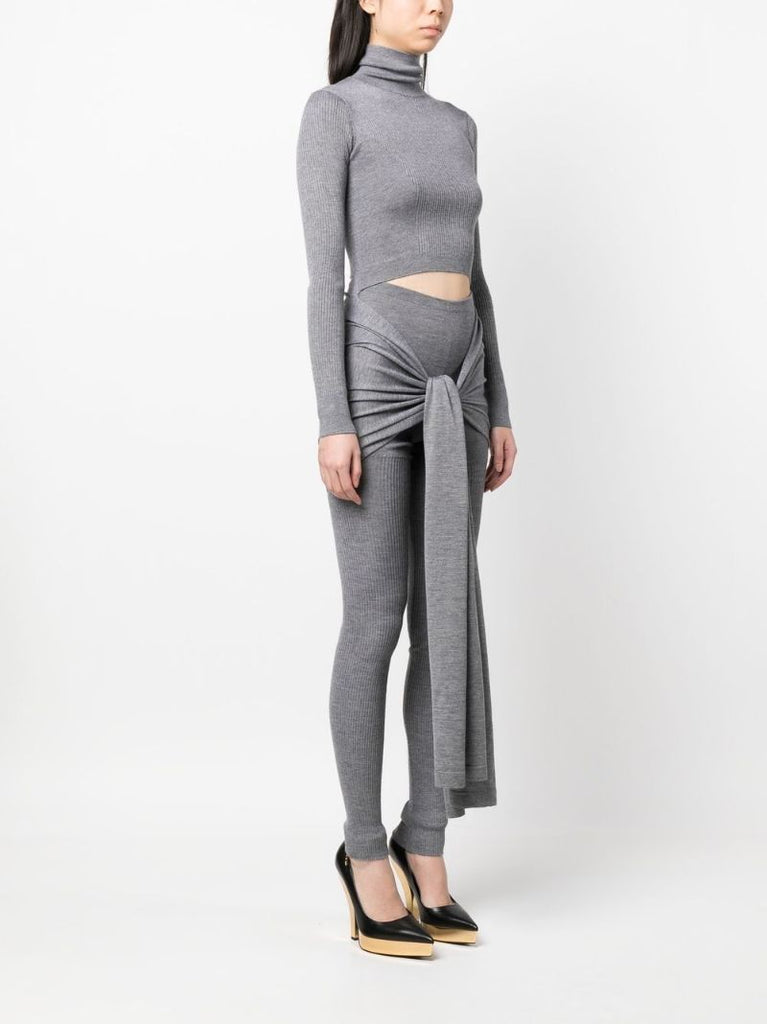 Grey Tie-front Sweater