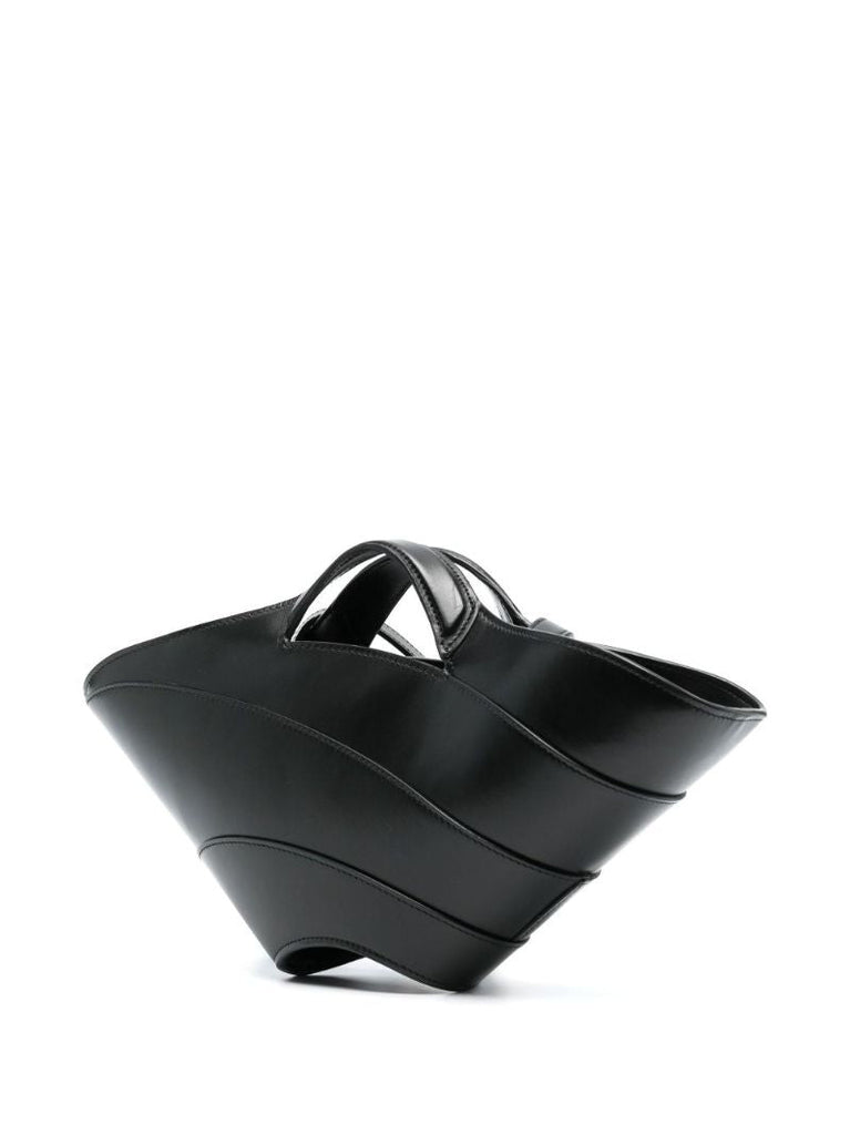 Black Khaima Leather Top Handle Bag