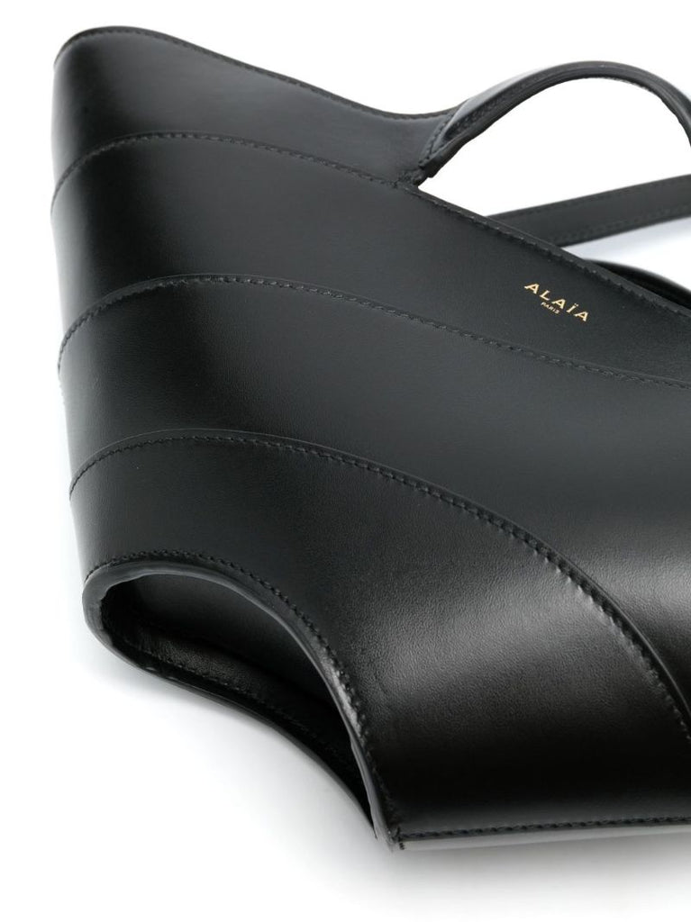 Black Khaima Leather Top Handle Bag