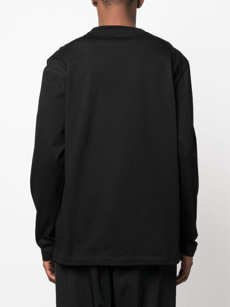 Black Tiger-print Long-sleeve Cotton T-shirt