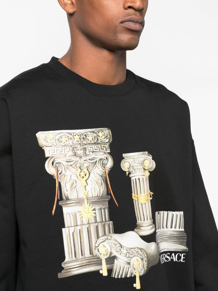 Black Columns-print Cotton Sweatshirt