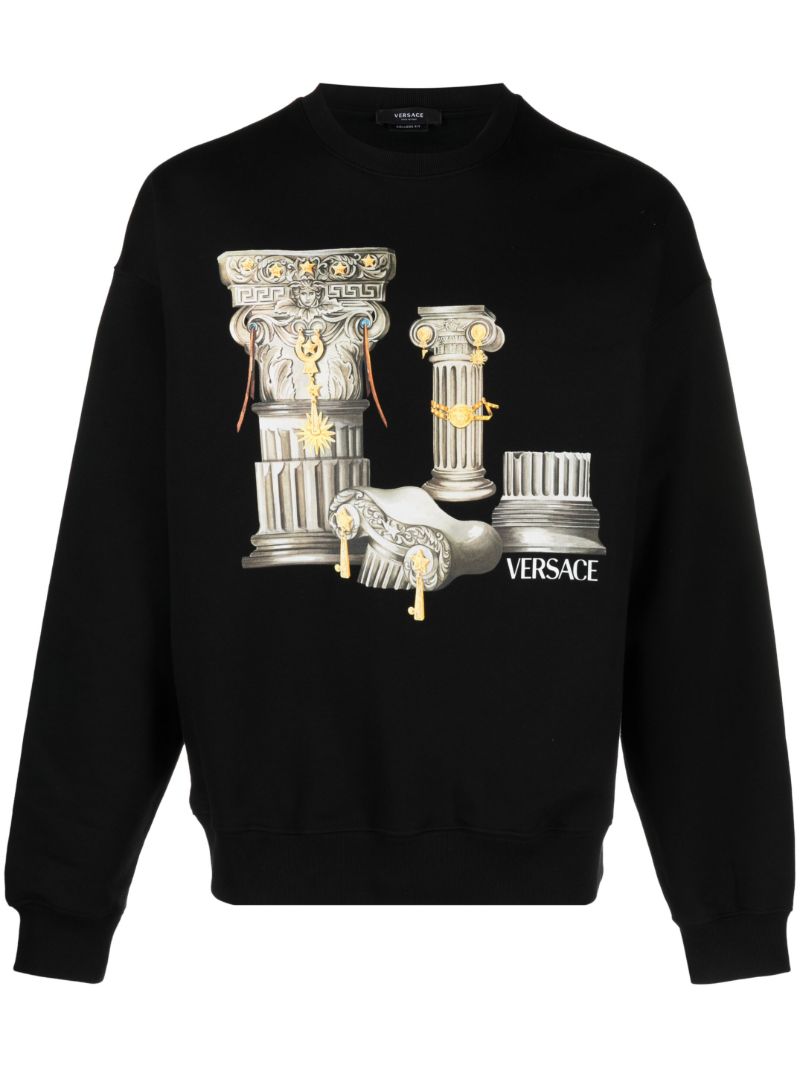 Black Columns-print Cotton Sweatshirt