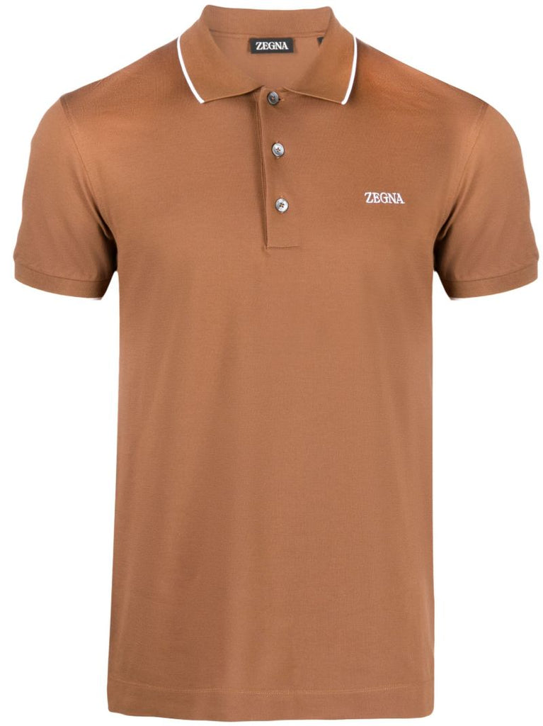 Brown Logo-embroidered Polo Shirt