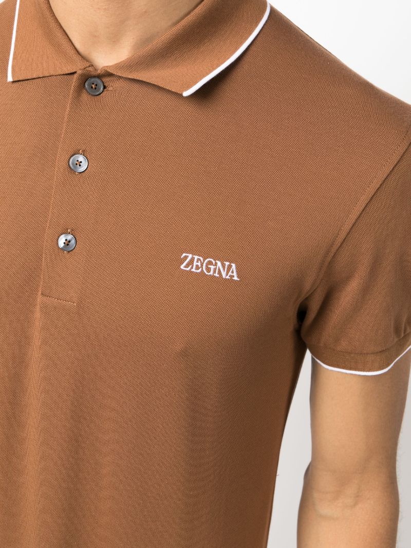 Brown Logo-embroidered Polo Shirt