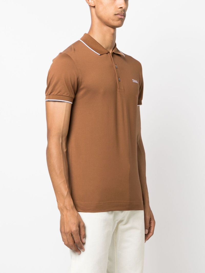 Brown Logo-embroidered Polo Shirt