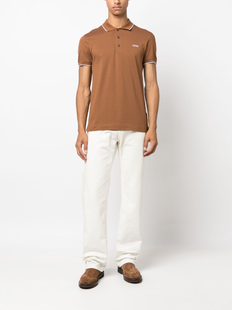 Brown Logo-embroidered Polo Shirt