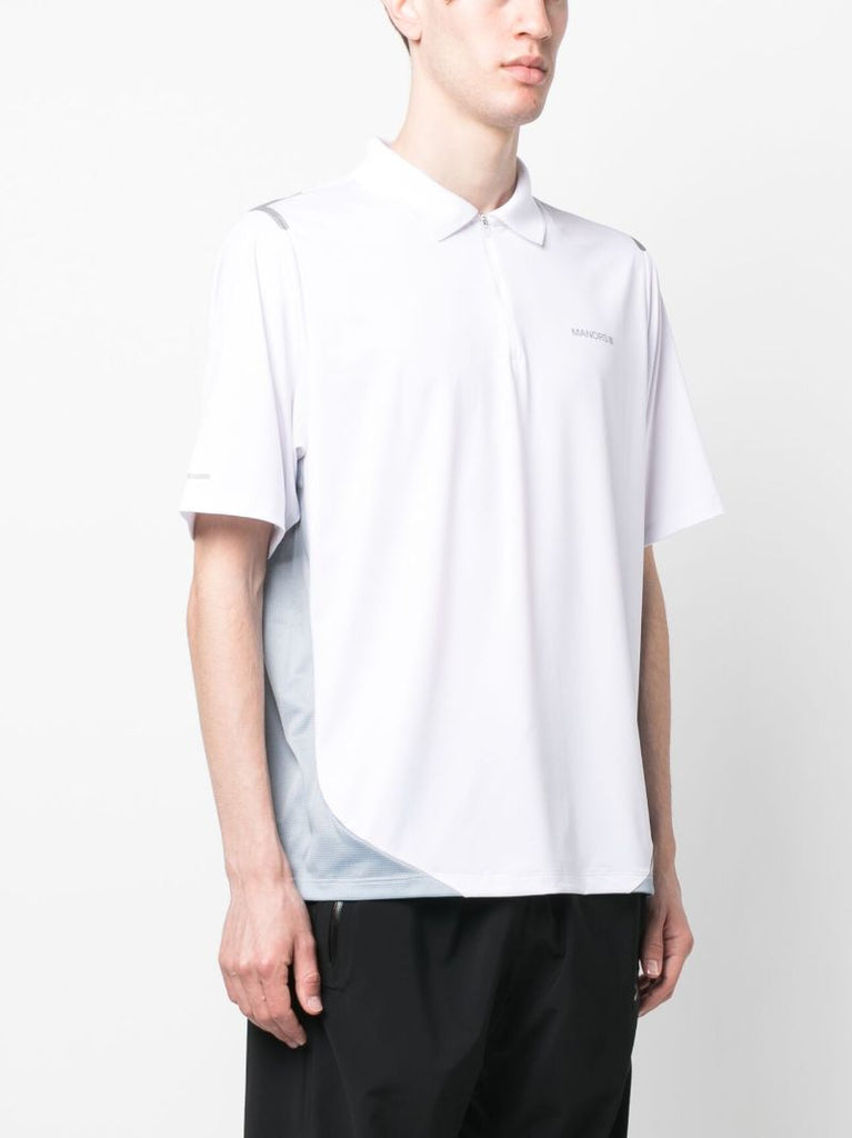 White Frontier Quarter Polo Top