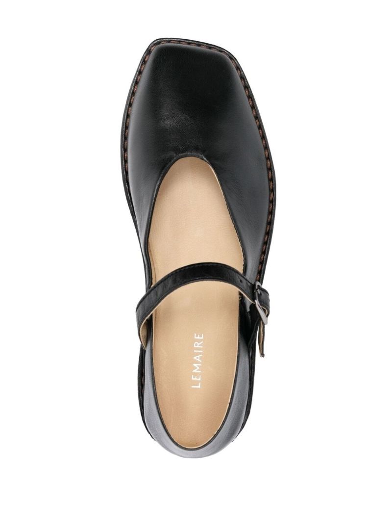 Black Leather Mary Jane Pumps