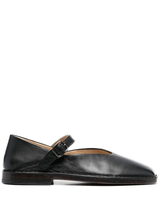 Black Leather Mary Jane Pumps