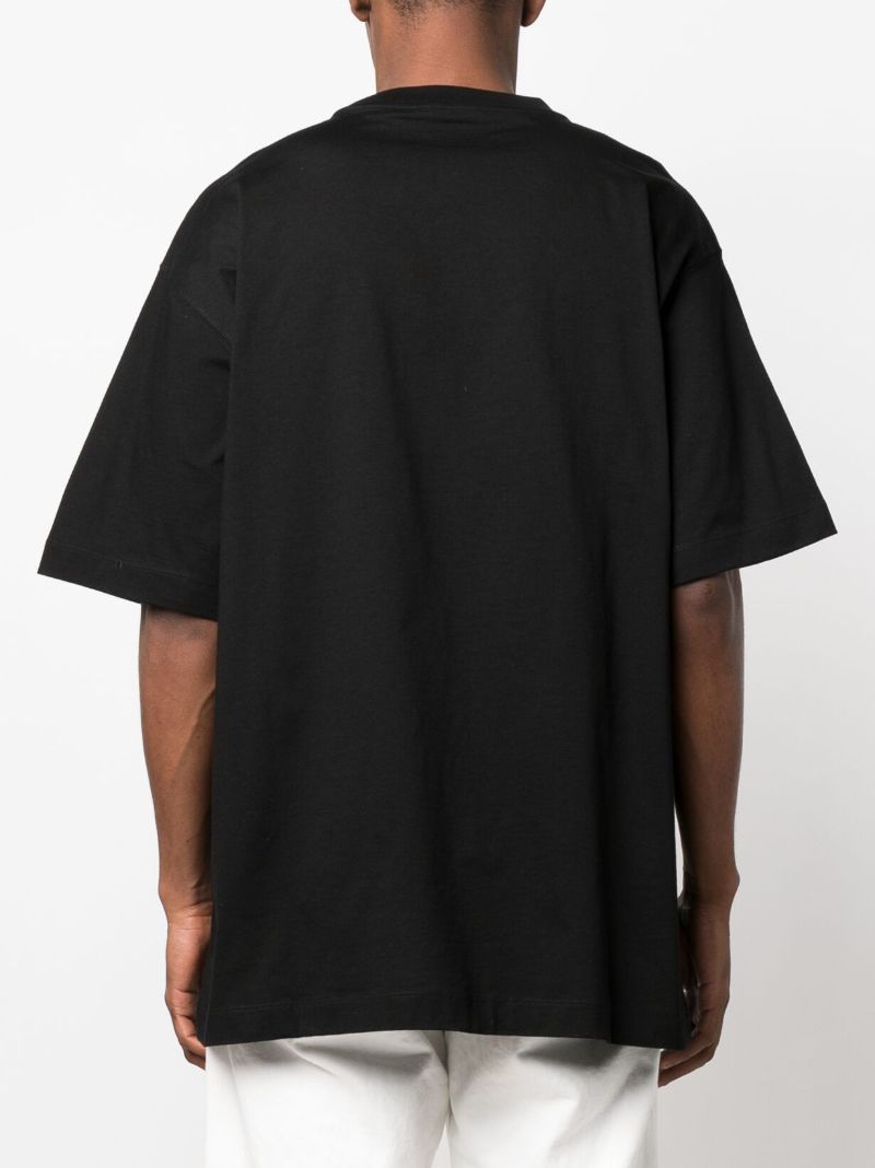 Black Tiger Print Cotton T-shirt