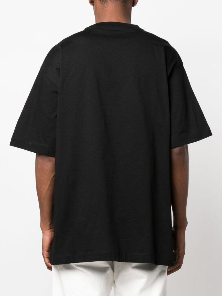 Black Tiger Print Cotton T-shirt