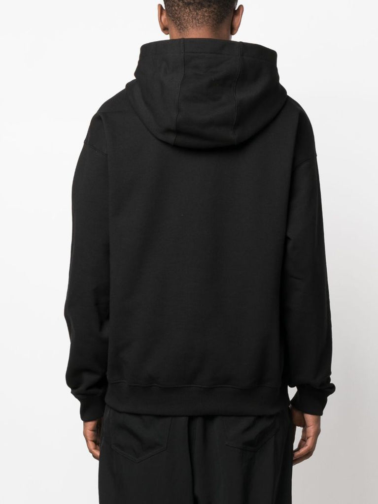 Black Logo Print Cotton Hoodie
