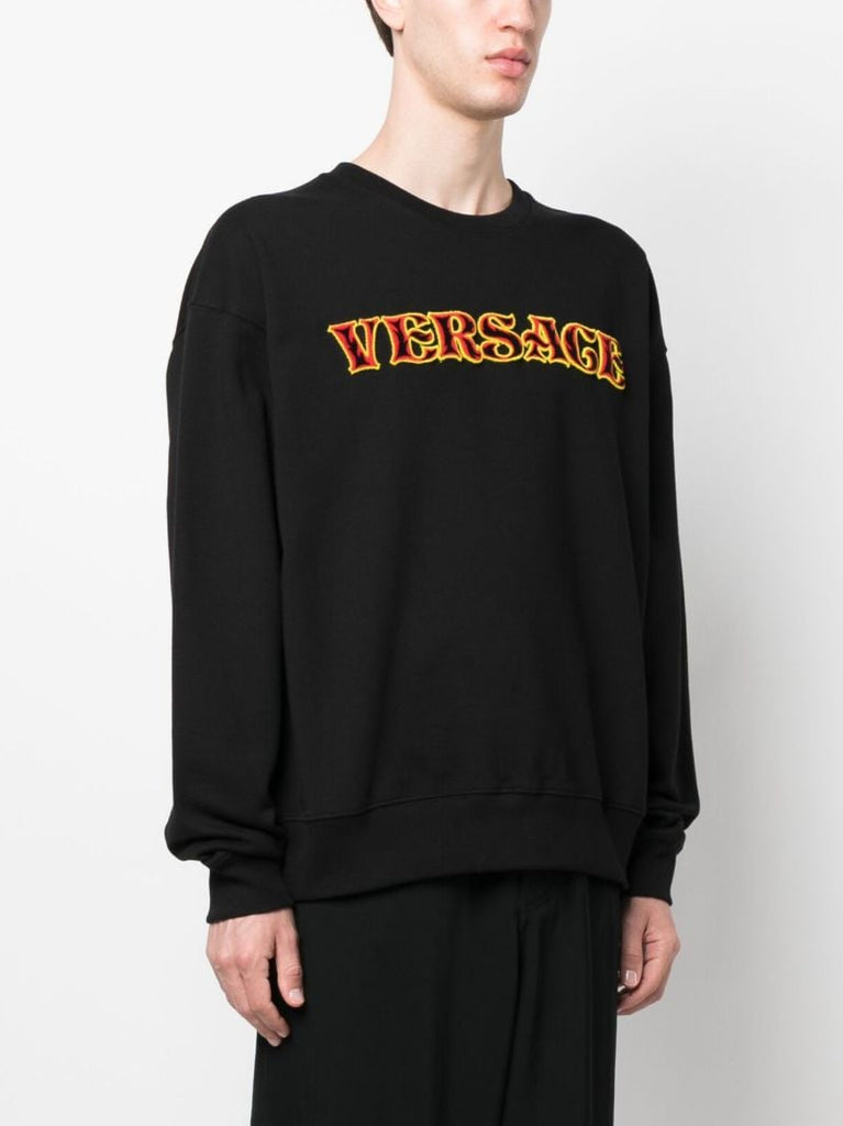 Black Logo Embroidery Cotton Sweatshirt