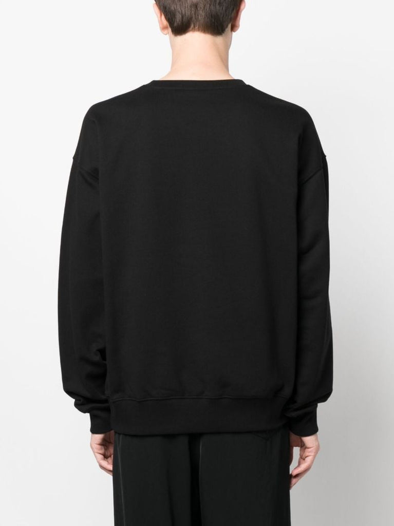 Black Logo Embroidery Cotton Sweatshirt