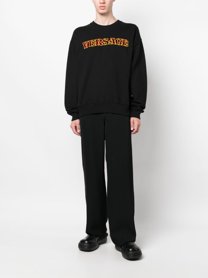 Black Logo Embroidery Cotton Sweatshirt