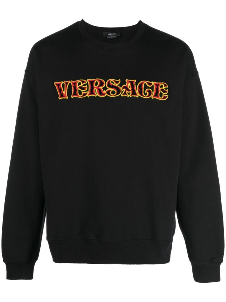 Black Logo Embroidery Cotton Sweatshirt