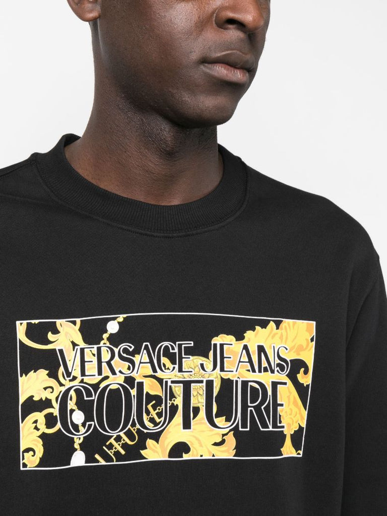 Black Logo Print Cotton Sweatshirt
