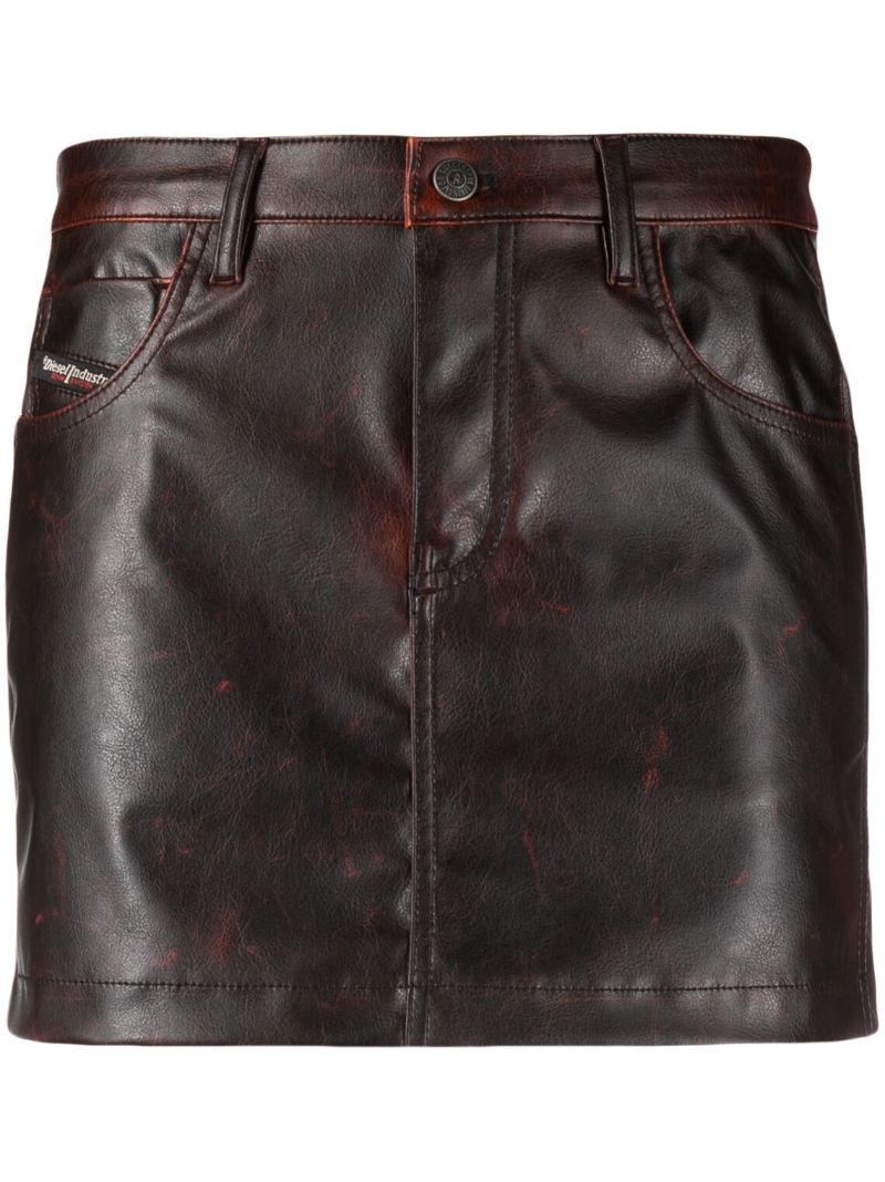 Brown Leather O-kin Mini Skirt