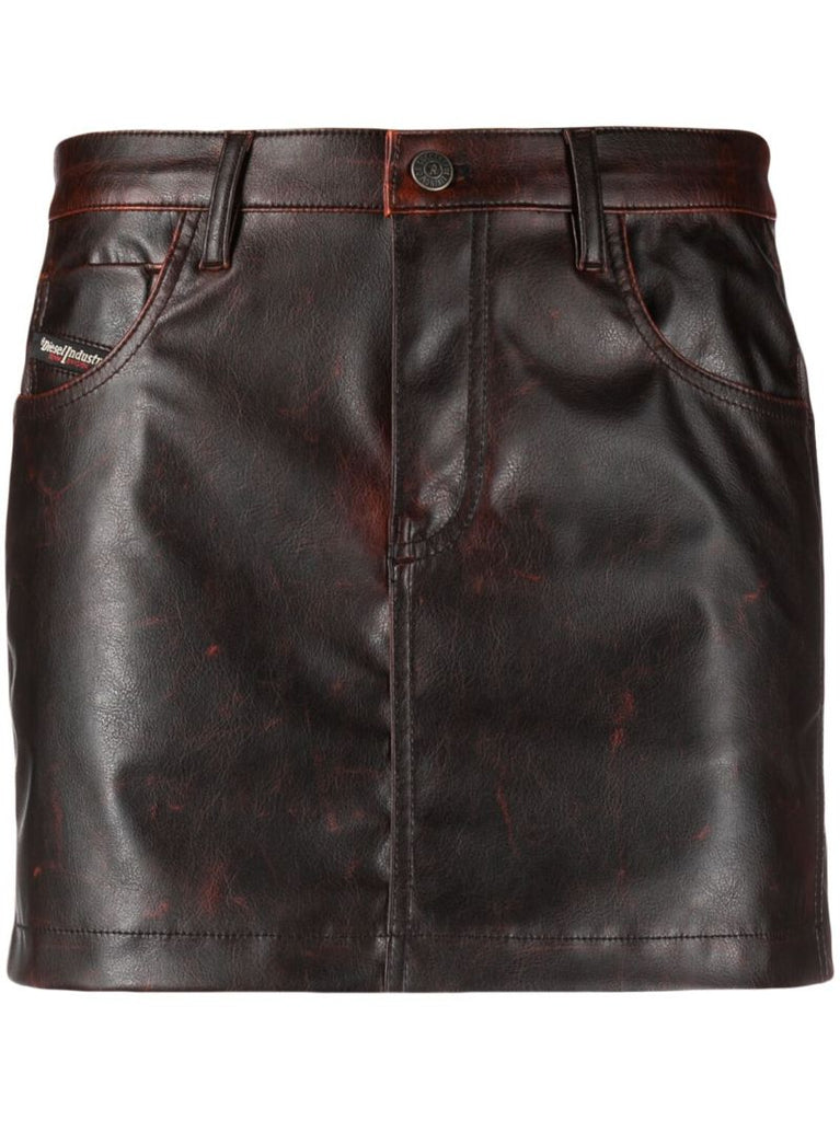 Brown Leather O-kin Mini Skirt