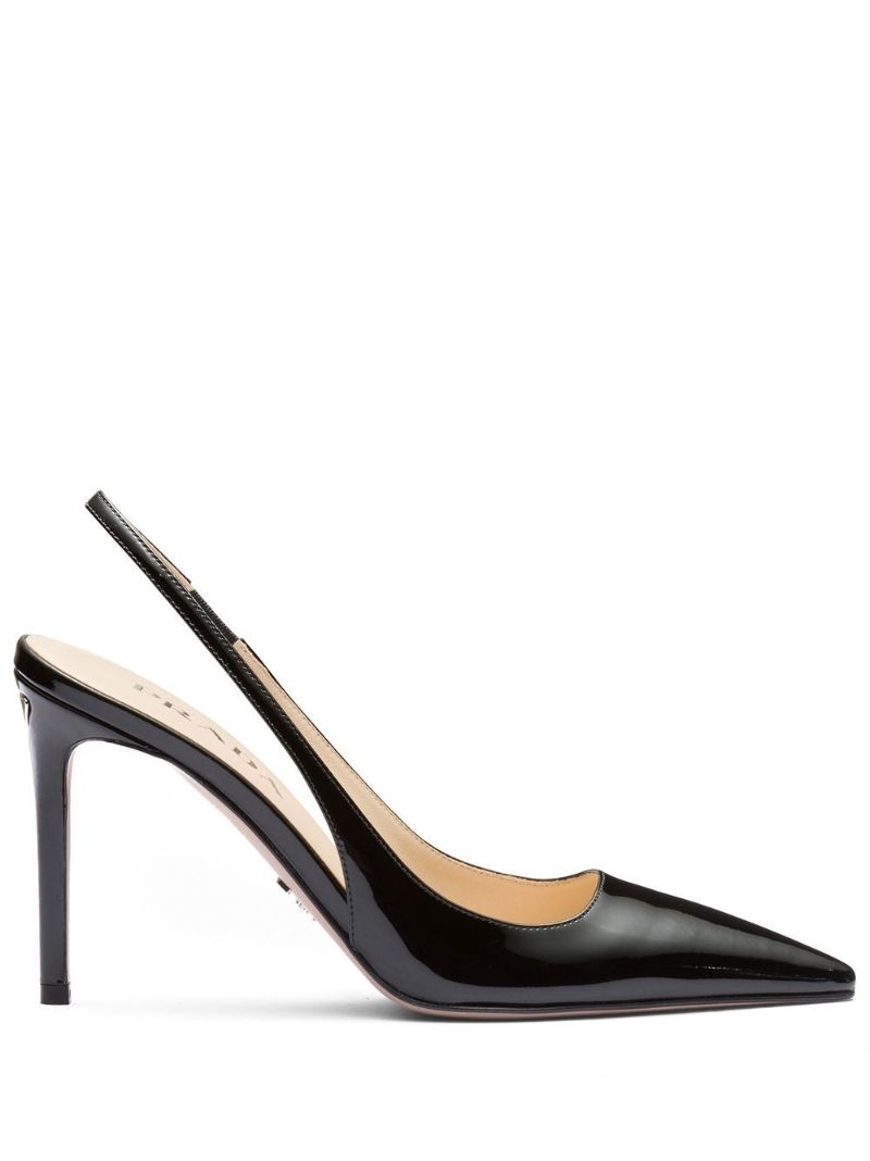 Black Slingback Patent Leather Pumps