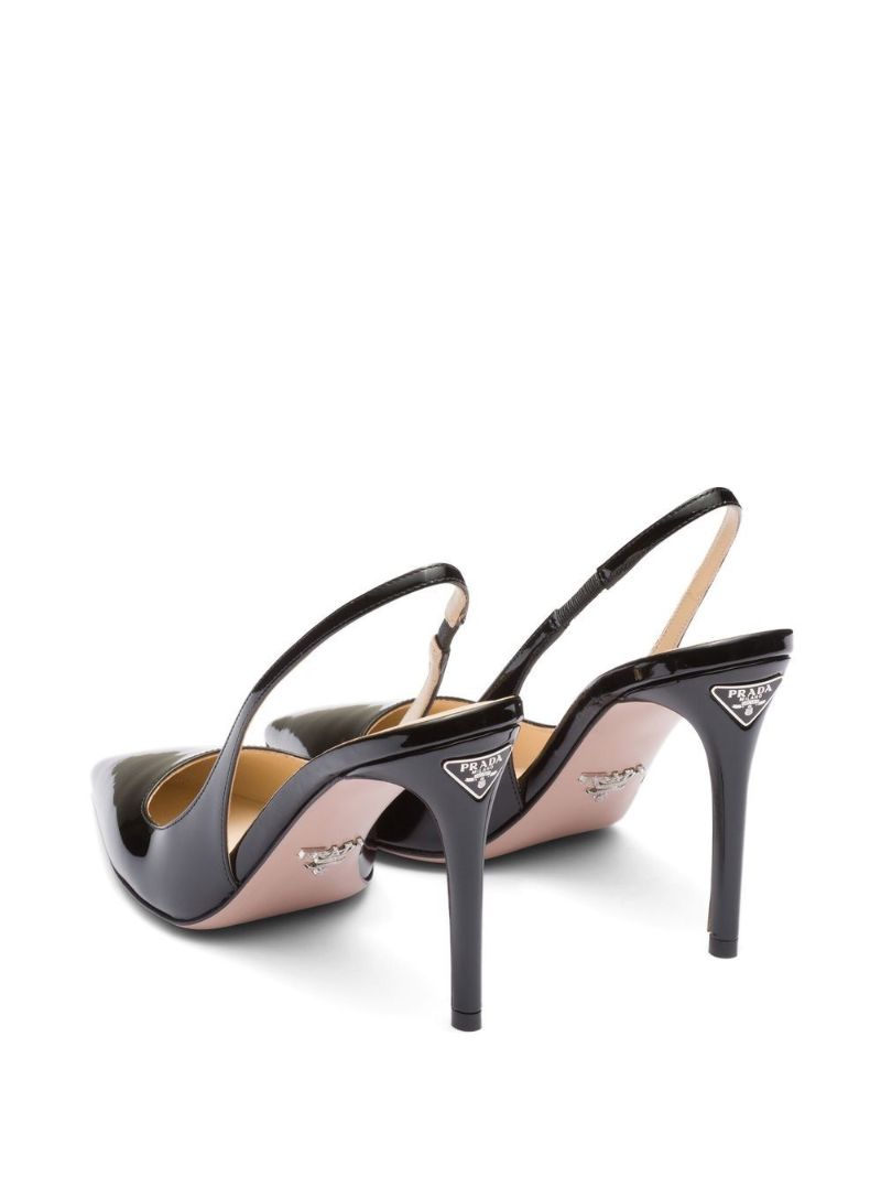 Black Slingback Patent Leather Pumps