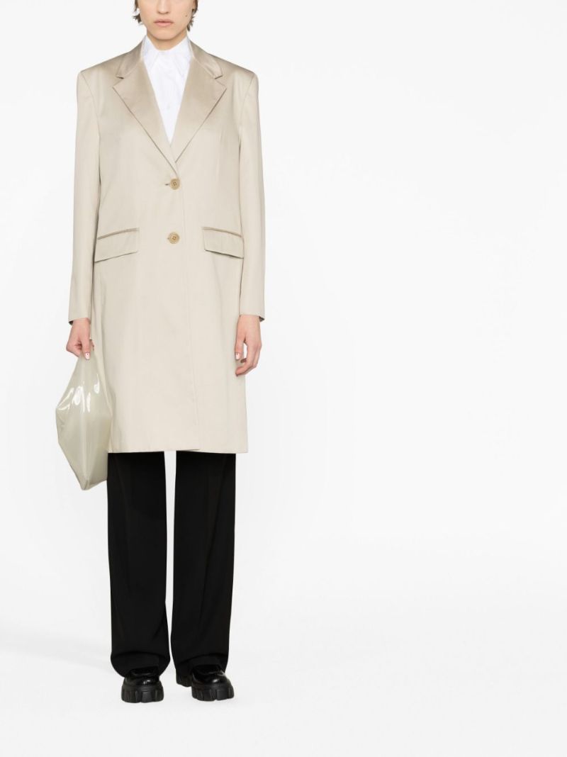 Neutral Single-breasted Cotton Coat