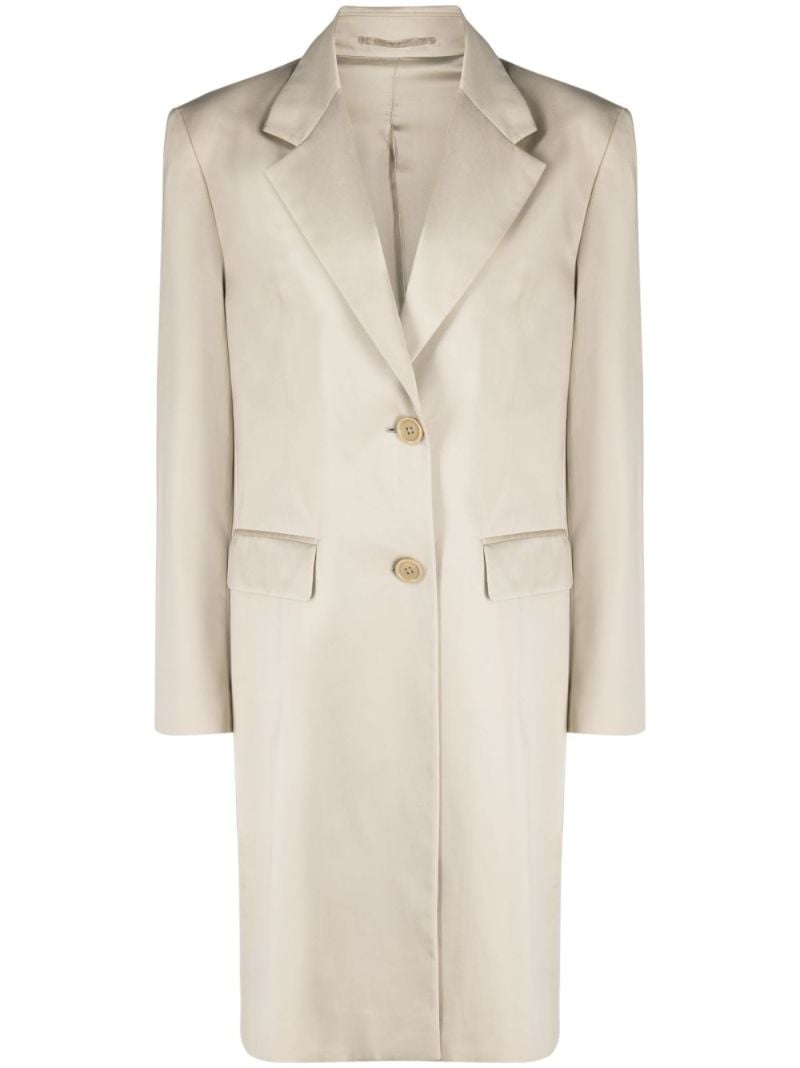 Neutral Single-breasted Cotton Coat