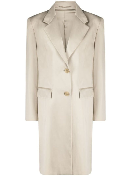 Neutral Single-breasted Cotton Coat