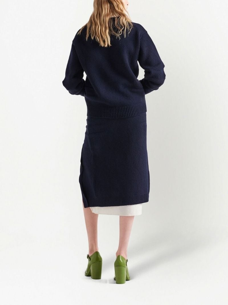 Blue Cashmere Knitted Pencil Skirt
