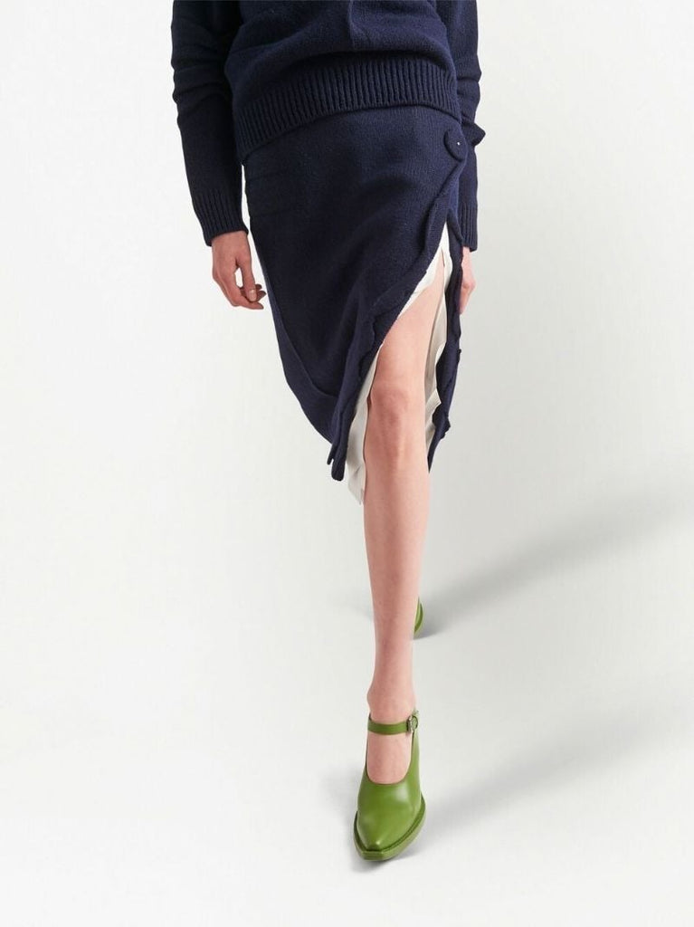 Blue Cashmere Knitted Pencil Skirt