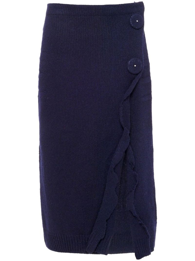 Blue Cashmere Knitted Pencil Skirt