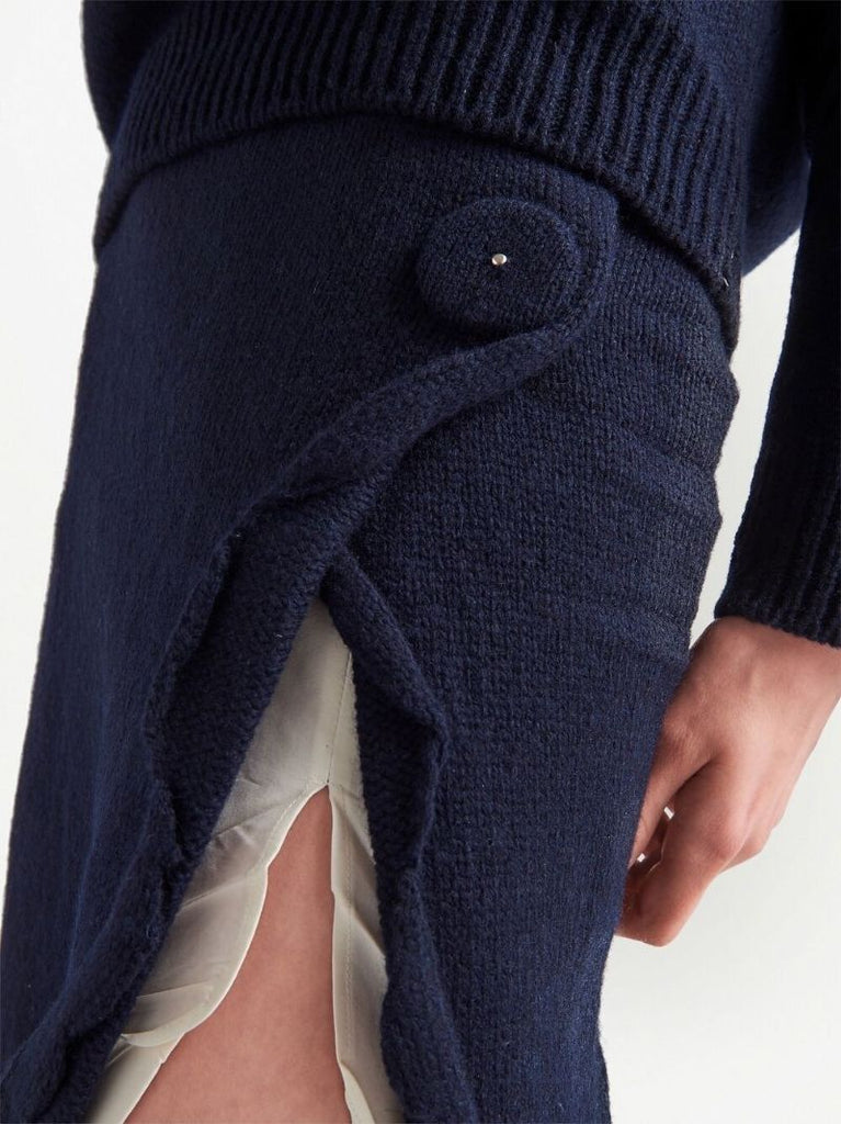 Blue Cashmere Knitted Pencil Skirt