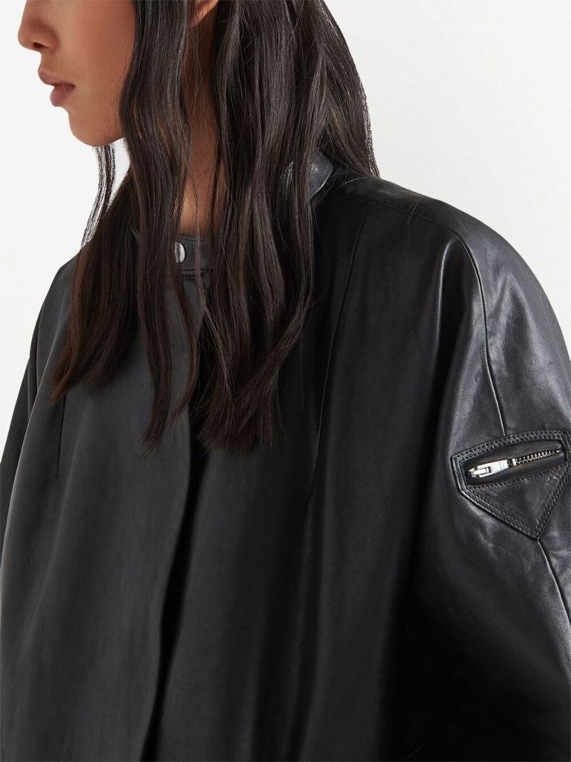 Black Oversized Leather Coat