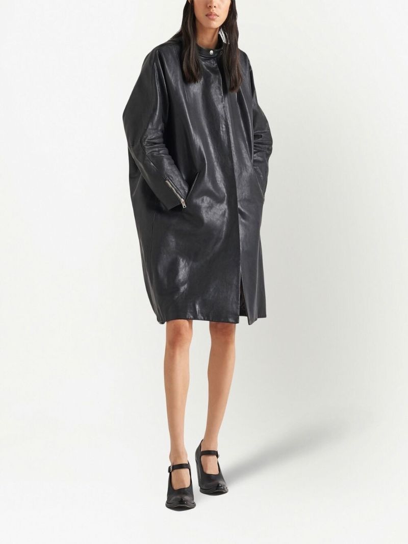 Black Oversized Leather Coat