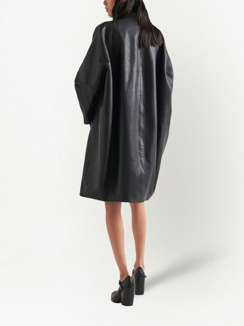 Black Oversized Leather Coat