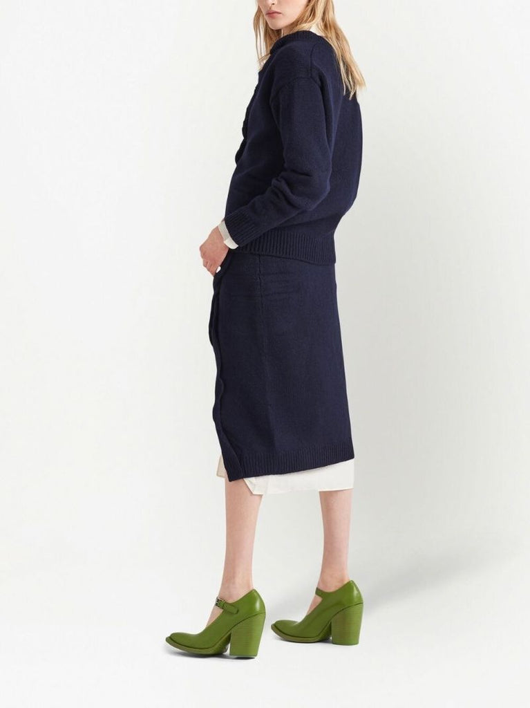 Blue Cashmere Knit Cardigan