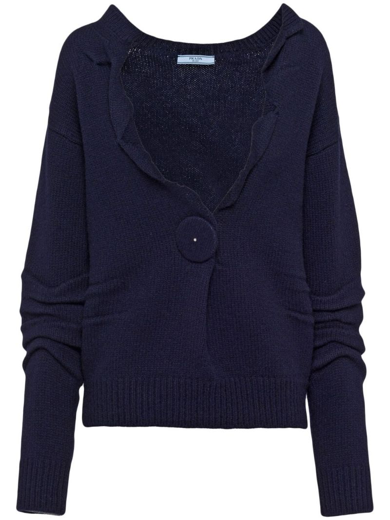 Blue Cashmere Knit Cardigan