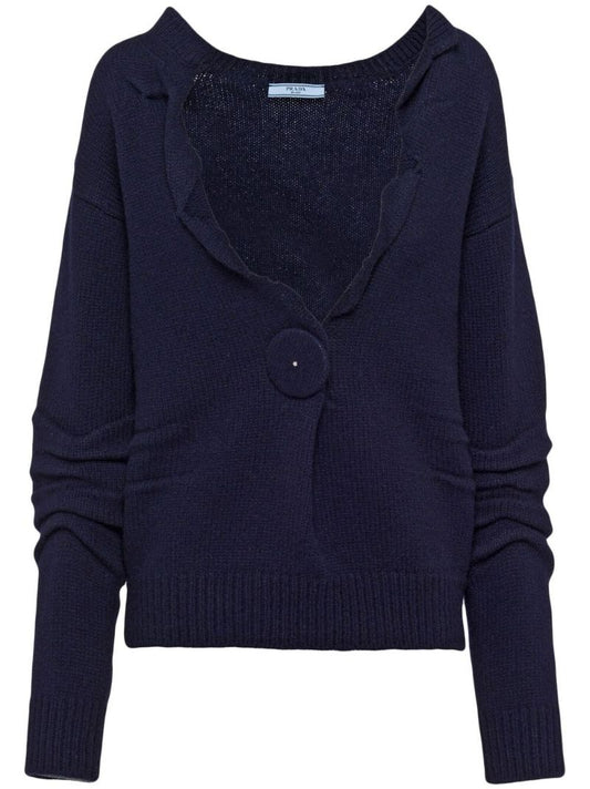 Blue Cashmere Knit Cardigan