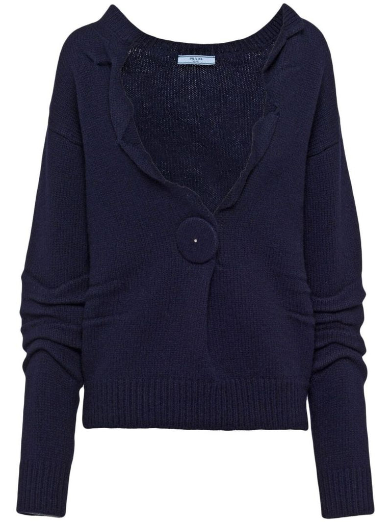 Blue Cashmere Knit Cardigan