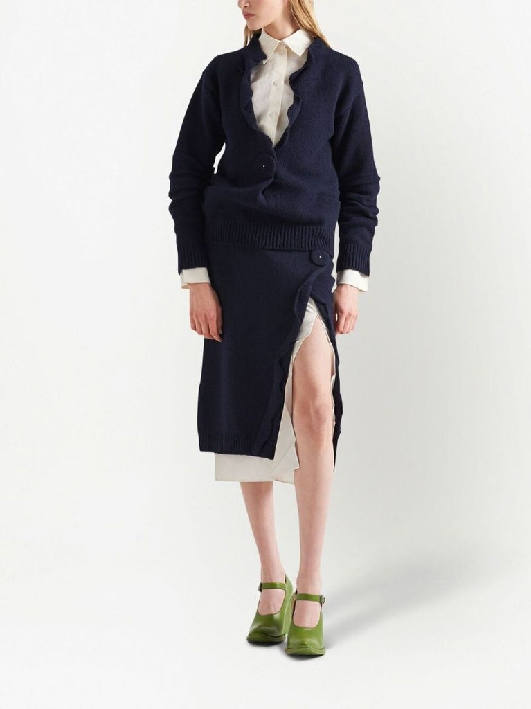 Blue Cashmere Knit Cardigan