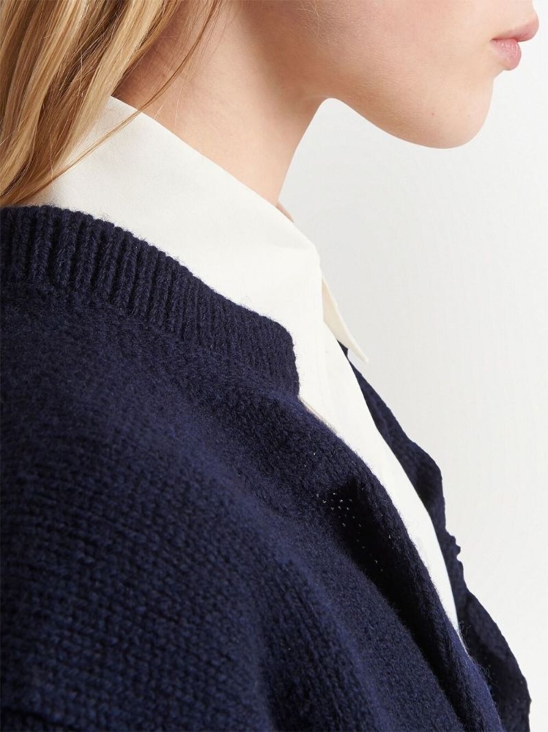 Blue Cashmere Knit Cardigan