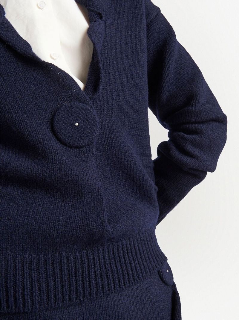 Blue Cashmere Knit Cardigan