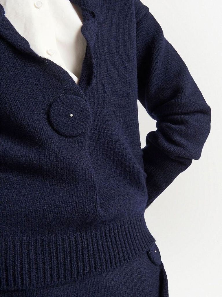Blue Cashmere Knit Cardigan