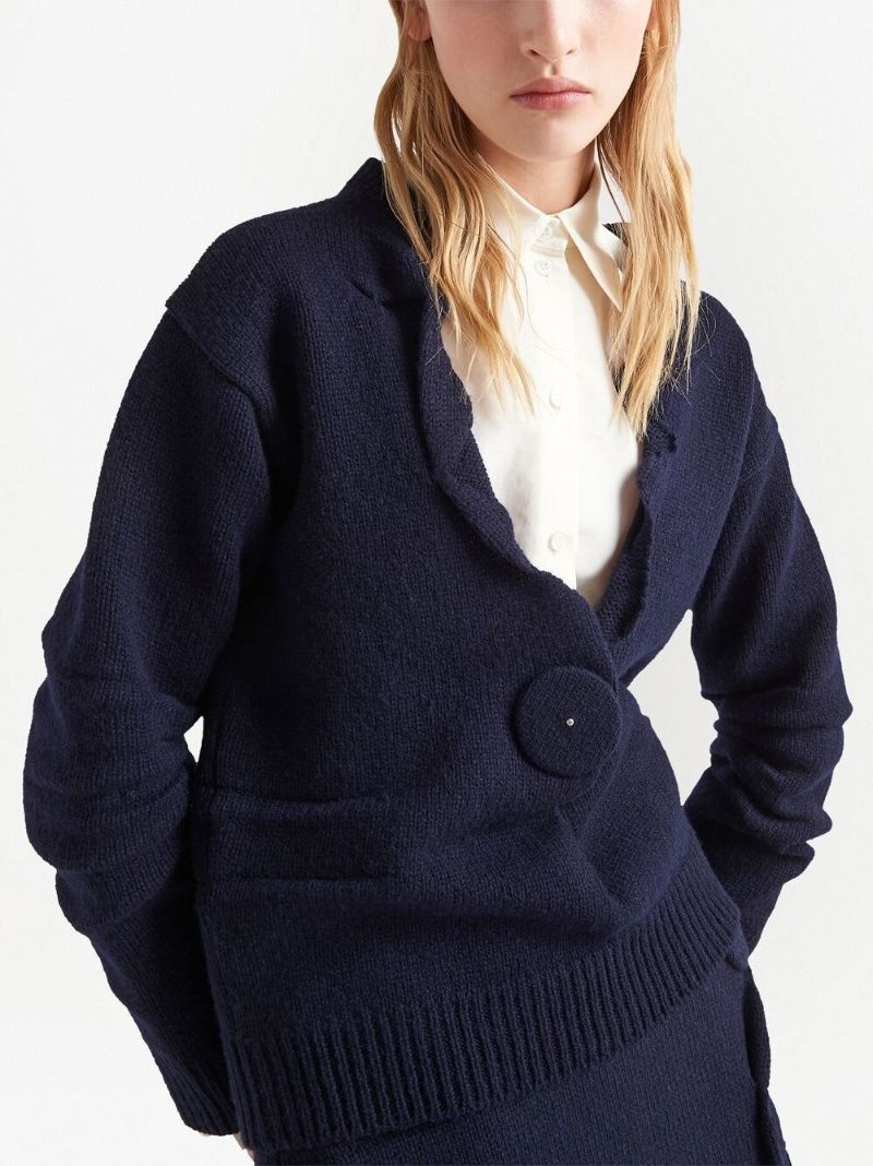 Blue Cashmere Knit Cardigan